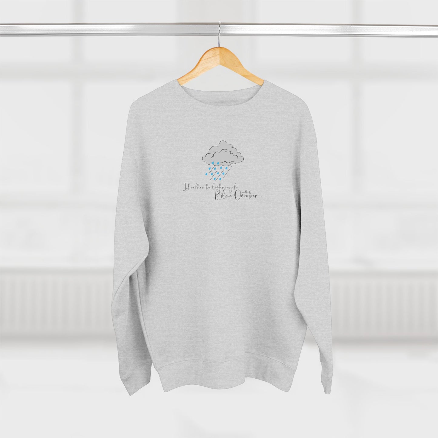Cozy Rain Cloud Crewneck Sweatshirt — "I'm Fine, It's Fine" Minimal Graphic