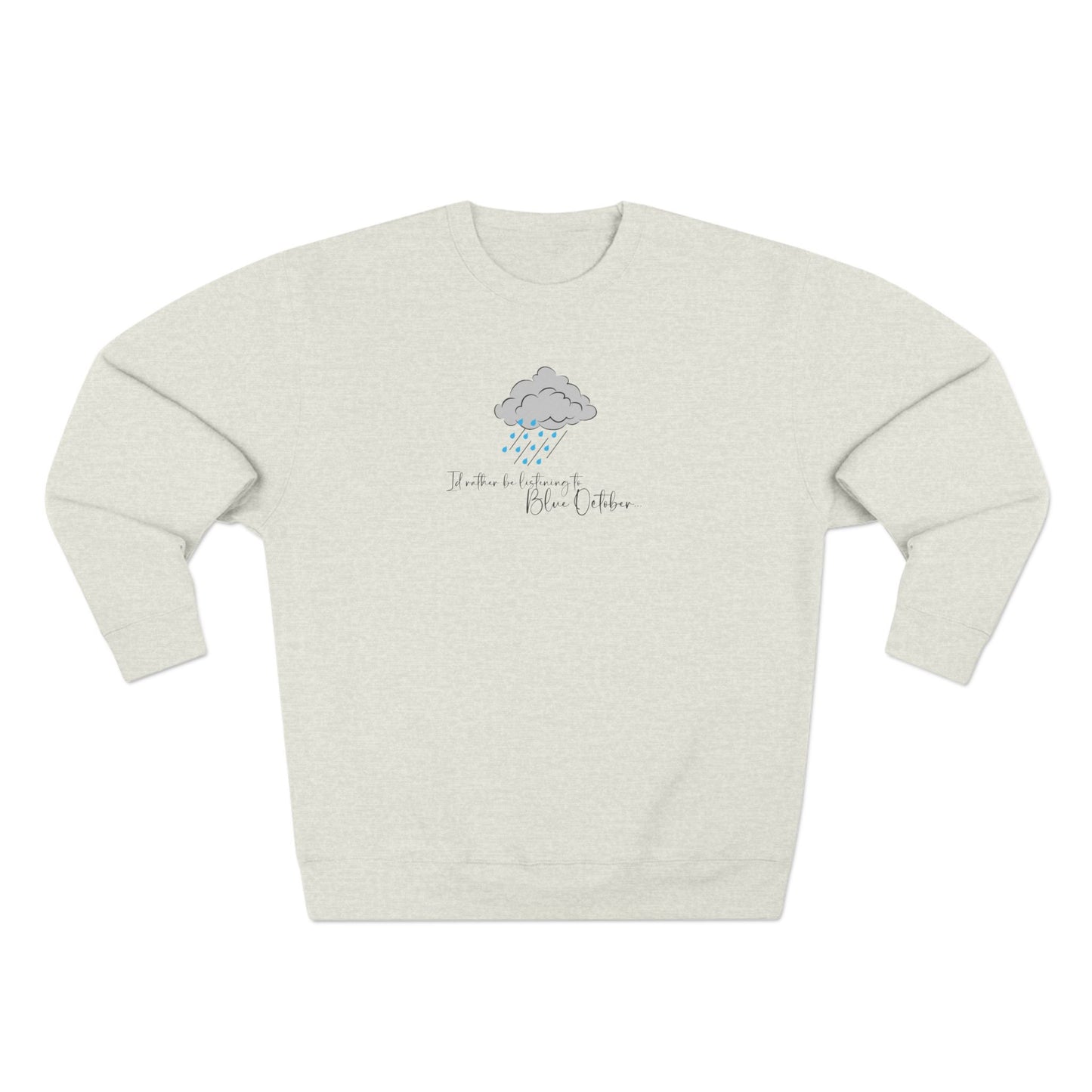 Cozy Rain Cloud Crewneck Sweatshirt — "I'm Fine, It's Fine" Minimal Graphic