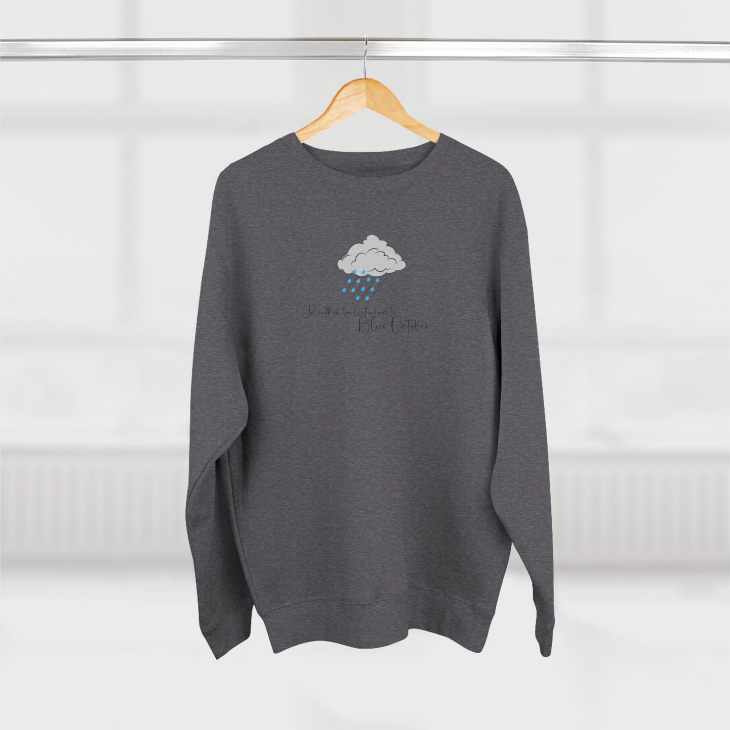 Cozy Rain Cloud Crewneck Sweatshirt — "I'm Fine, It's Fine" Minimal Graphic
