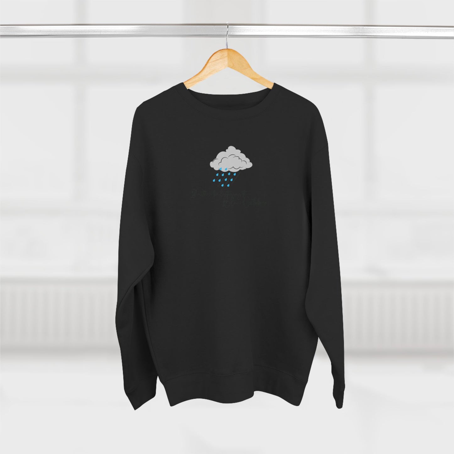 Cozy Rain Cloud Crewneck Sweatshirt — "I'm Fine, It's Fine" Minimal Graphic