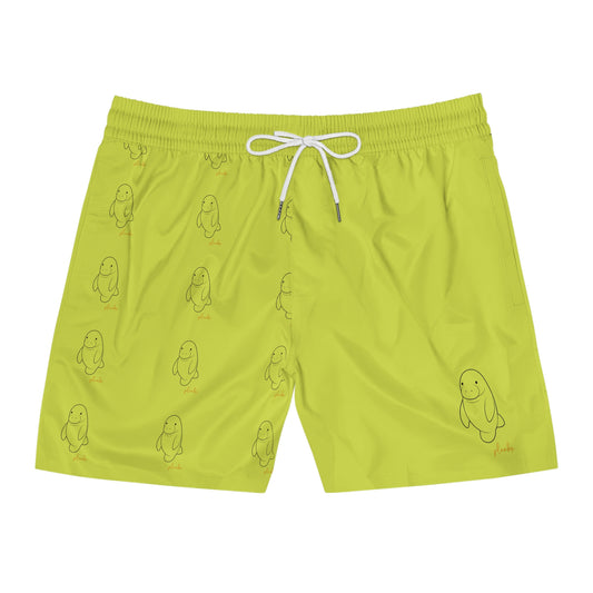 Men's Swim Shorts — Neon Green Sea Cow All-Over Print