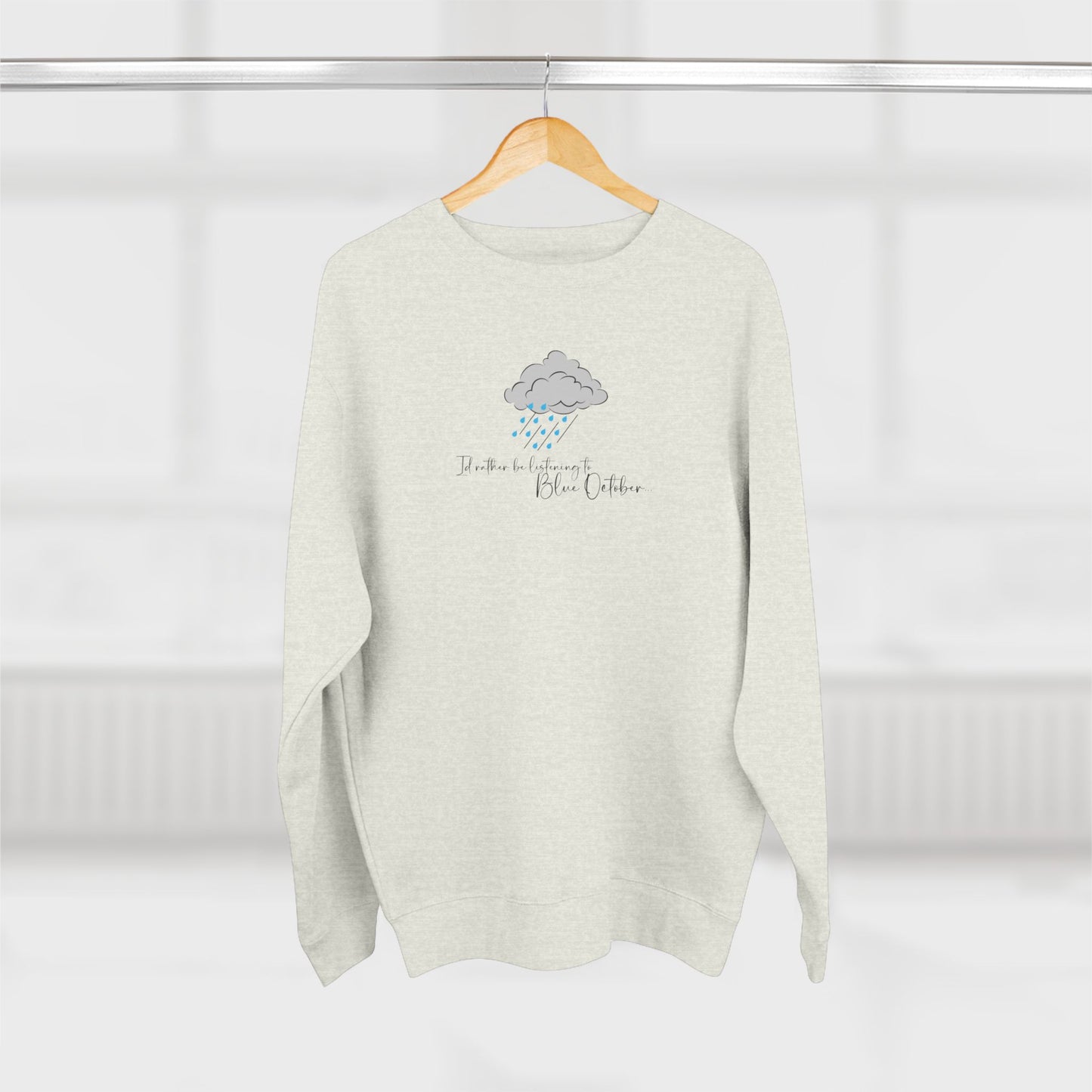 Cozy Rain Cloud Crewneck Sweatshirt — "I'm Fine, It's Fine" Minimal Graphic