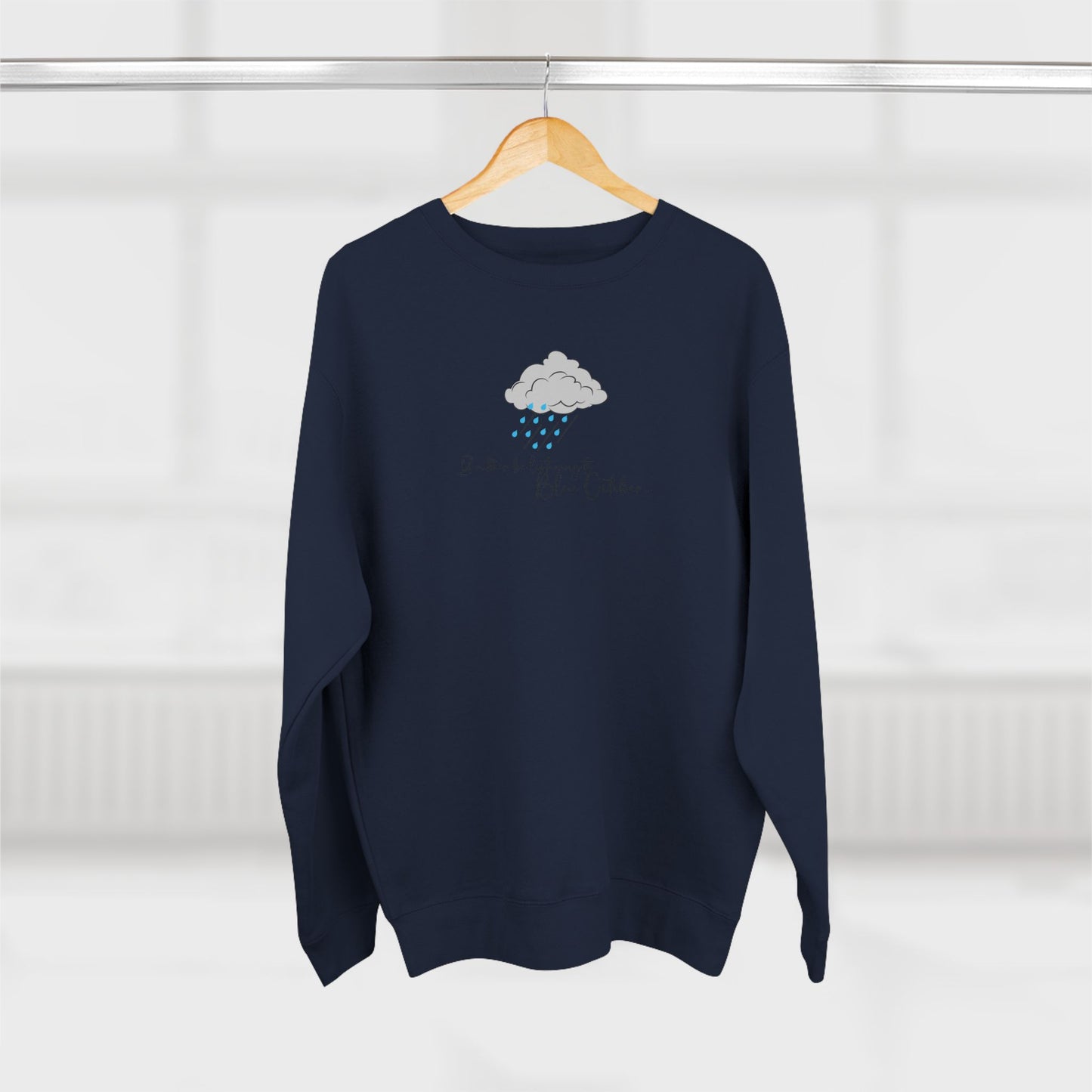 Cozy Rain Cloud Crewneck Sweatshirt — "I'm Fine, It's Fine" Minimal Graphic